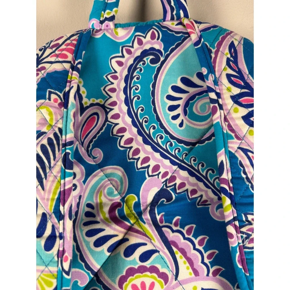 Vera Bradley Backpack Womens Large Blue Purple Paisley Quilted Cotton Travel Bag
